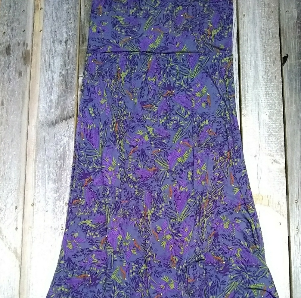 LulaRoe Maxi Skirt with adorable red bird pattern